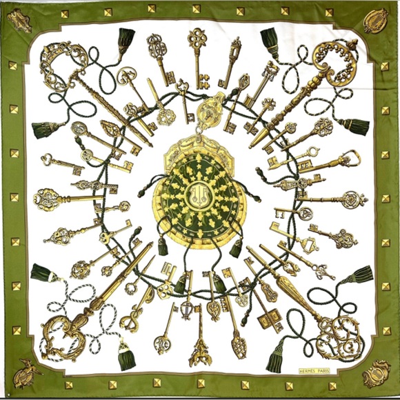 HERMES Silk Keys Les Cles Scarf 90 - Picture 1 of 13